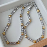 Pave heart tennis bracelet