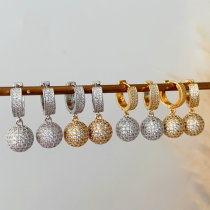 Pave zircon ball drop earrings