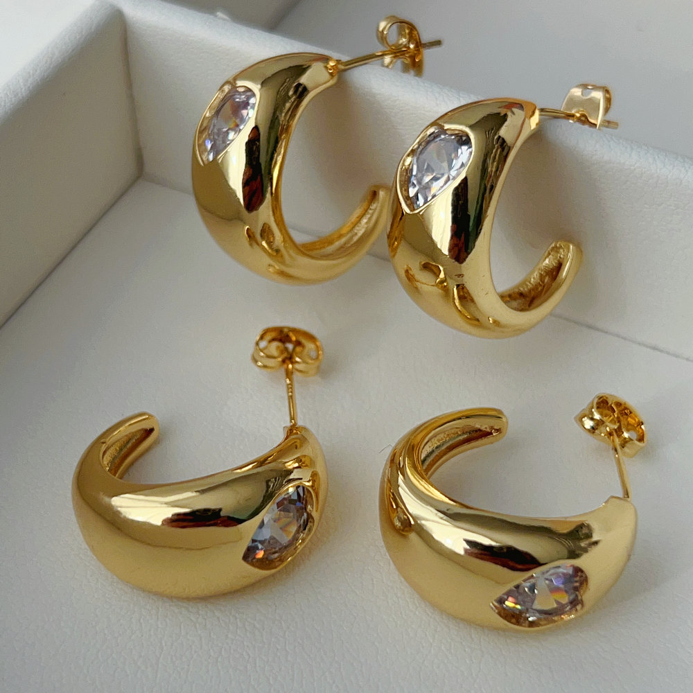 Pave heart hoop
