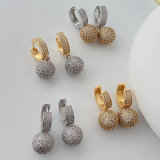 Pave zircon ball drop earrings