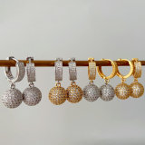 Pave zircon ball drop earrings