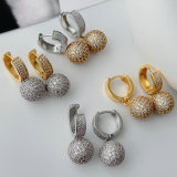 Pave zircon ball drop earrings