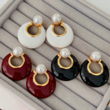 Enamel pearl earrings