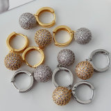 Pave zircon ball drop earrings