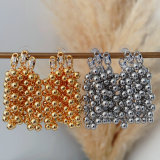 Metal ball tassel earrings