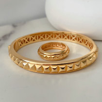 Metal rivet set bangle with ring