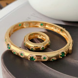 Green zircon bangle set with ring