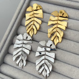 Metal leaf earrings
