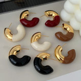 Half enamel half gold chunky hoop