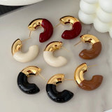 Half enamel half gold chunky hoop