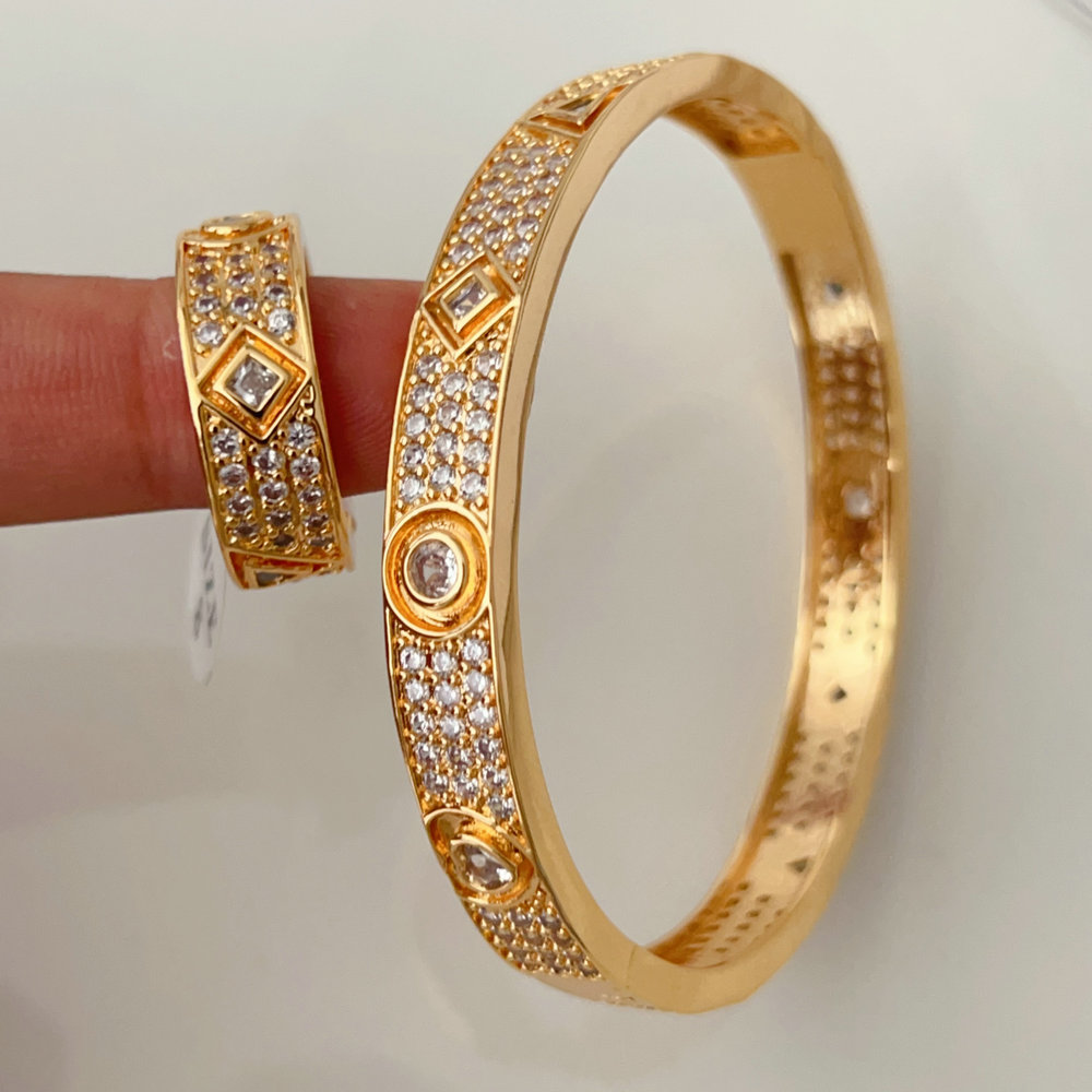 Pave zircon set bangle with ring
