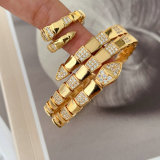 Pave snake bangle set with ring