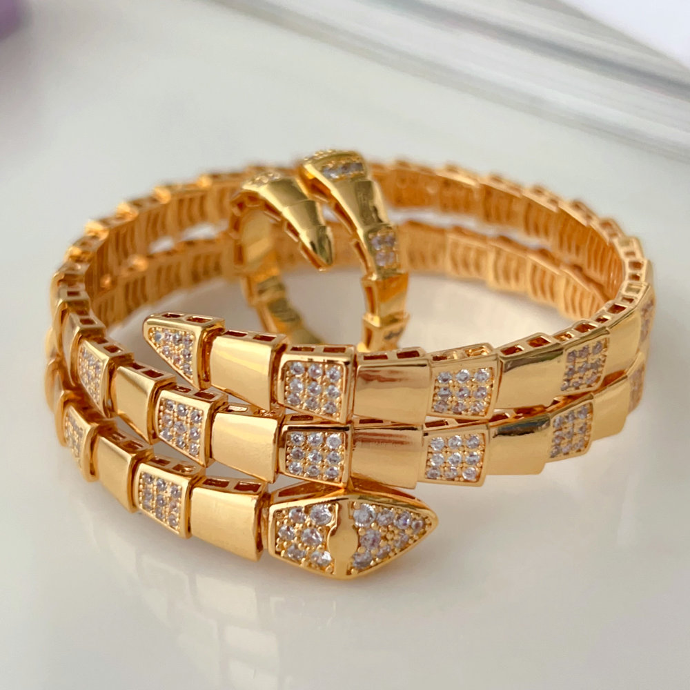 Pave snake bangle set with ring