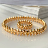 Metal rivet set bangle with ring