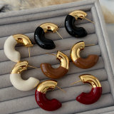 Half enamel half gold chunky hoop