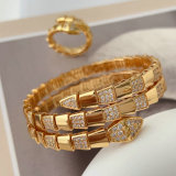 Pave snake bangle set with ring