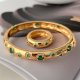 Green zircon bangle set with ring