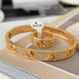Pave zircon set bangle with ring