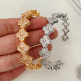 Pave clover bangle set with ring