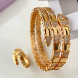 Pave snake bangle set with ring