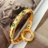 Green zircon bangle set with ring