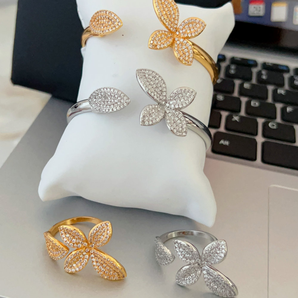 Butterfly set bangle with ring