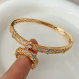 Pave flower bangle set with ring