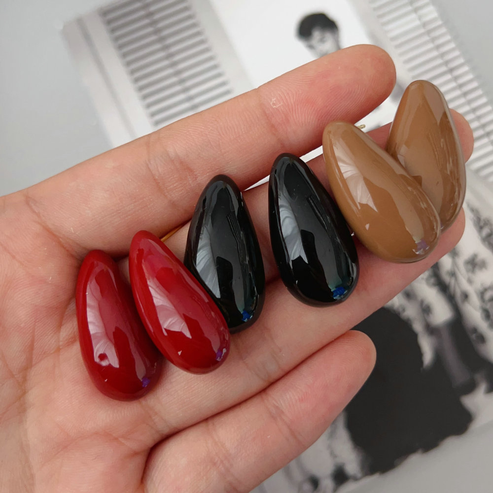 Enamel water drop earrings