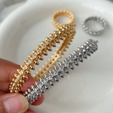 Pave rivet bangle set with ring