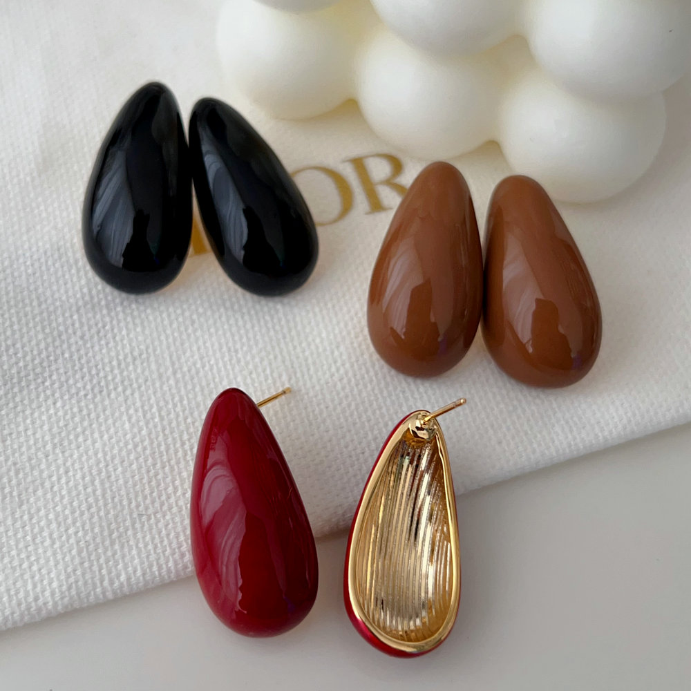 Enamel water drop earrings