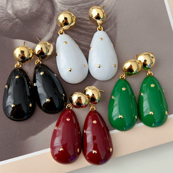 Star enamel drop earrings
