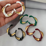 S enamel shape earrings