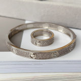 Pave zircon nail bangle set with ring
