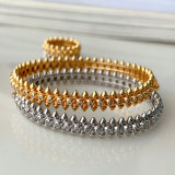 Pave rivet bangle set with ring