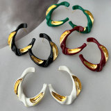 S enamel shape earrings