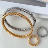 Pave rivet bangle set with ring
