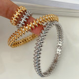 Pave rivet bangle set with ring