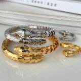 Pave snake set bangle with ring