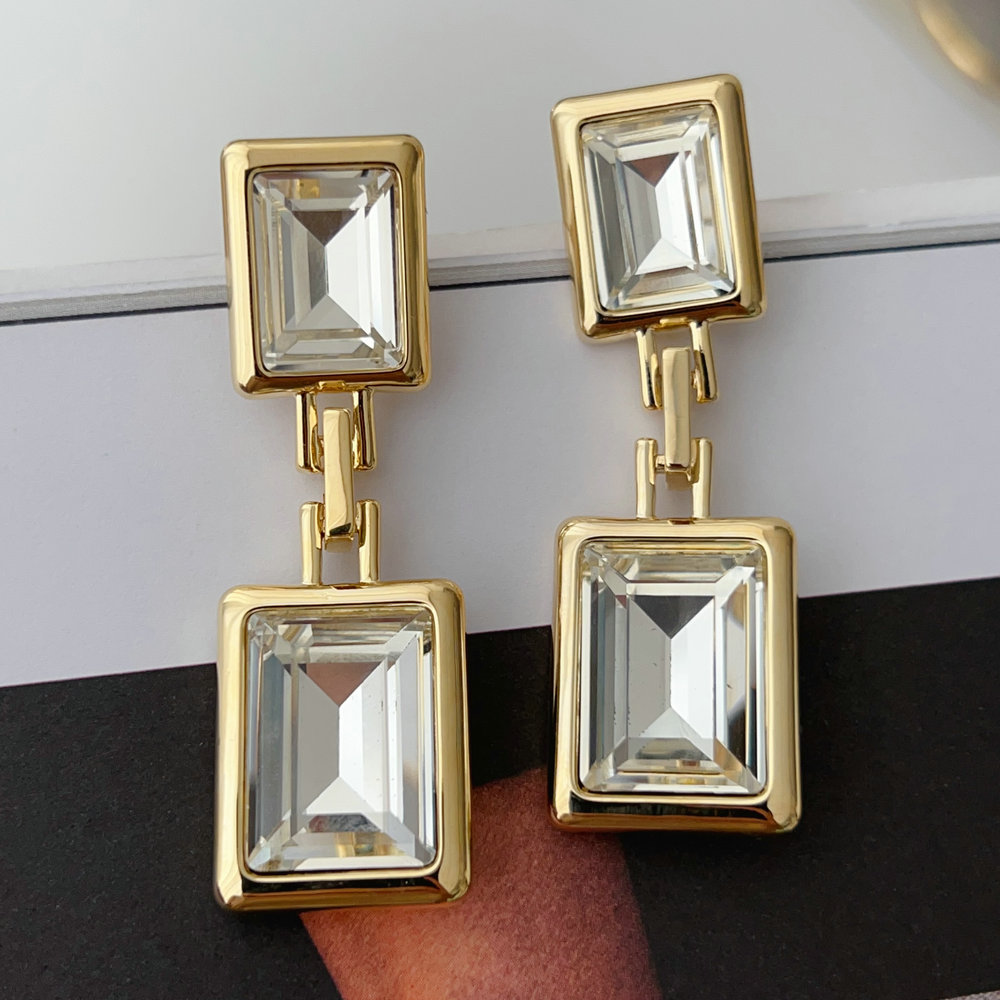 Square crystal earrings