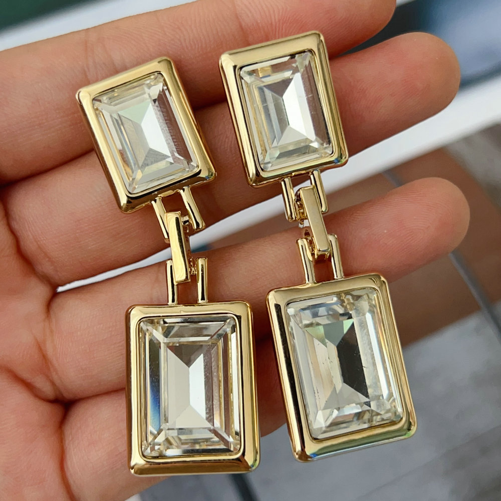 Square crystal earrings