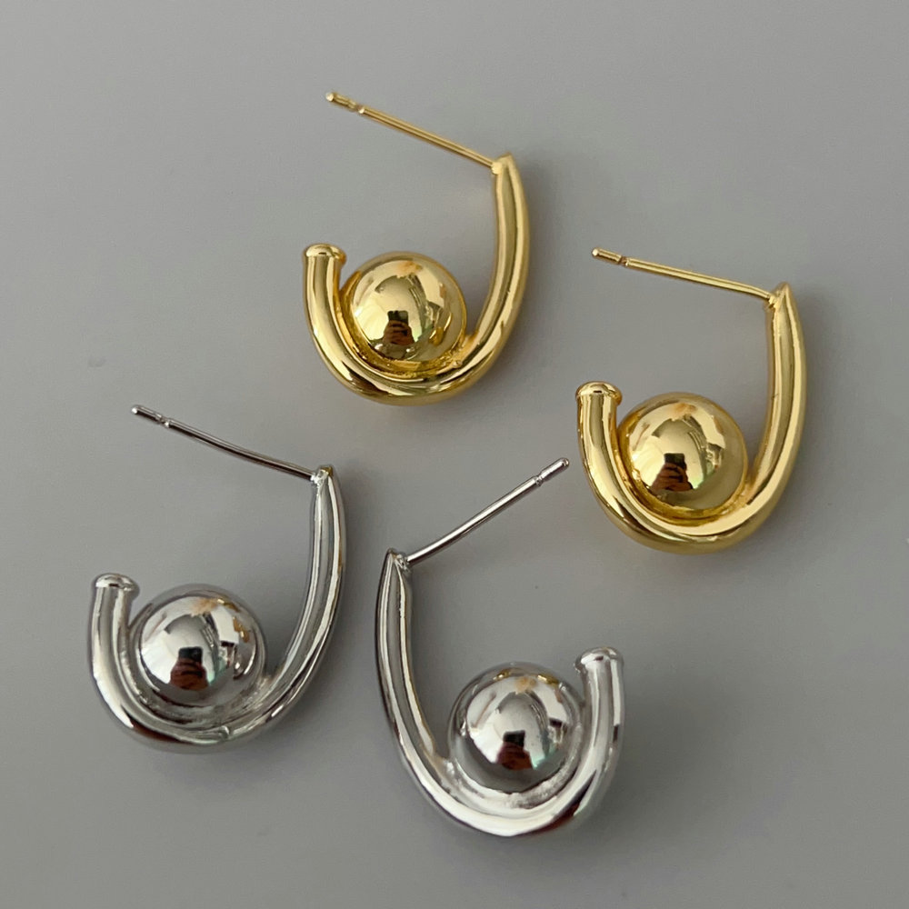Metal ball drop earrings