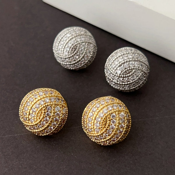 Pave round earrings