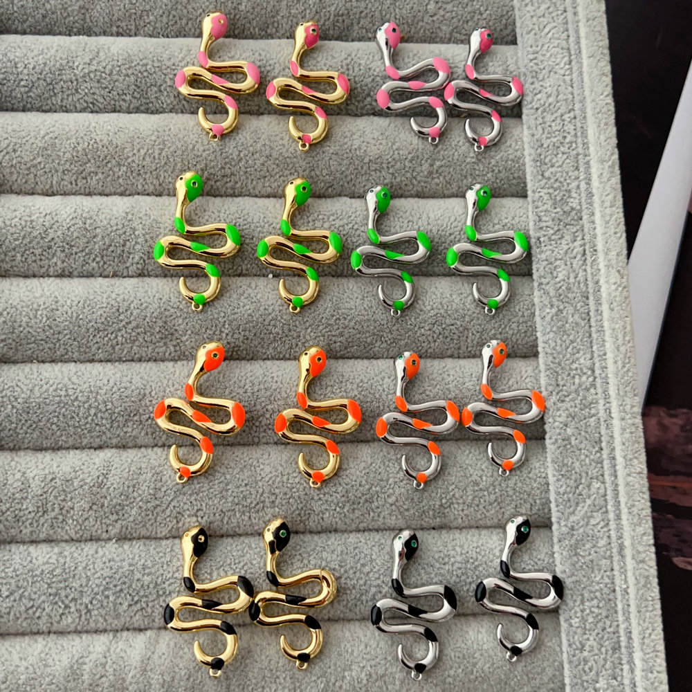 Enamel snake earrings