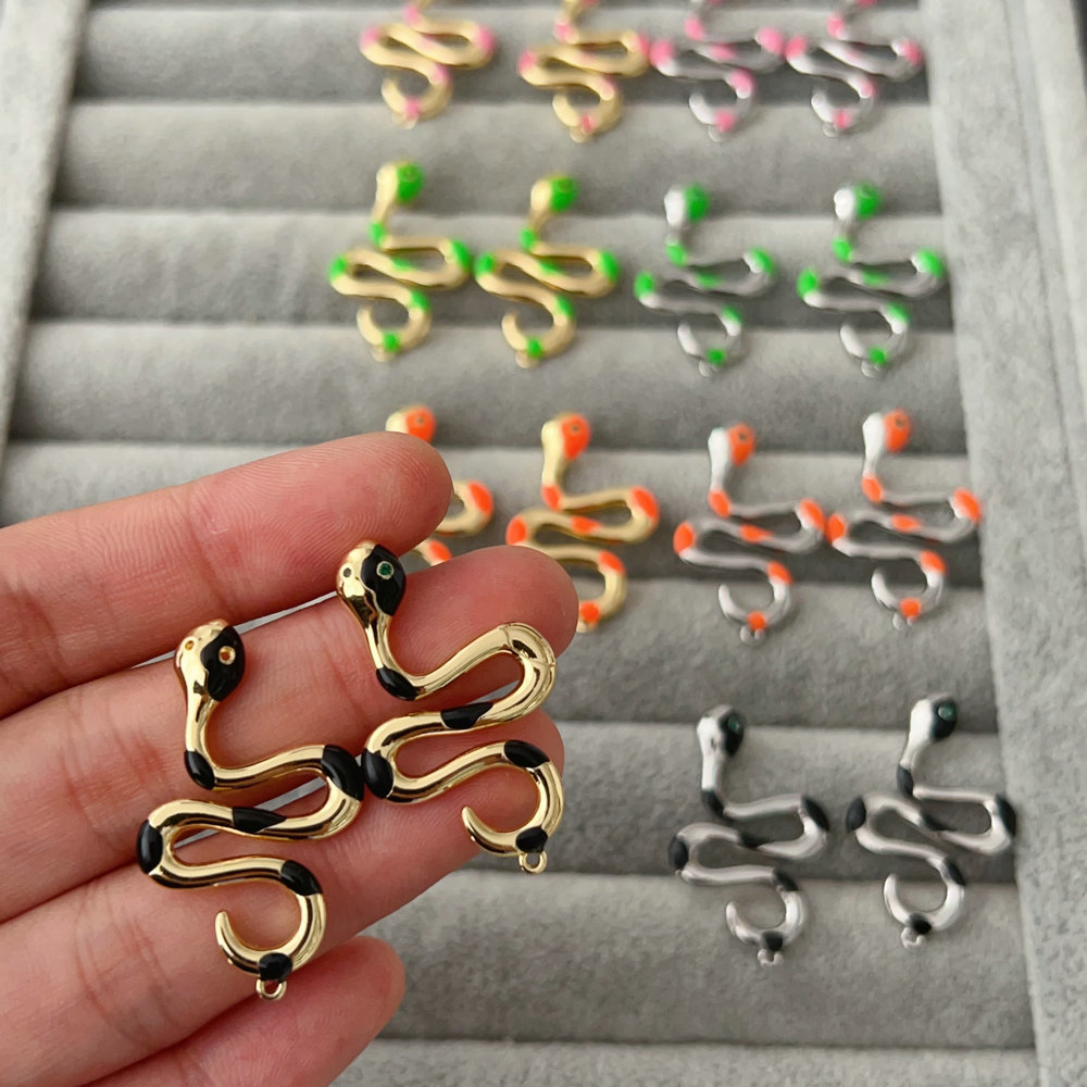 Enamel snake earrings