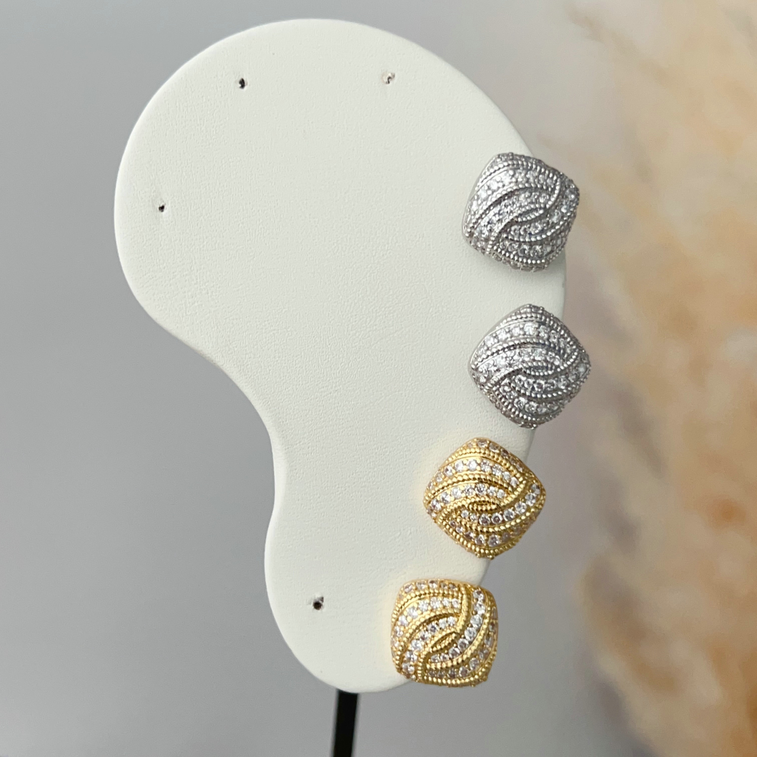 Pave square earrings