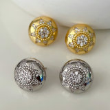 Pave round earringd stud