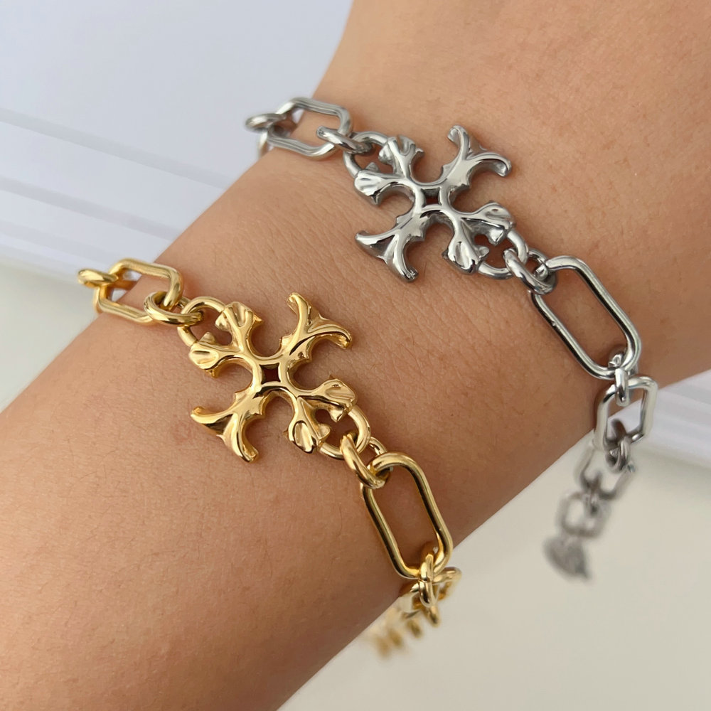 Stainless steel tory burch bracelet