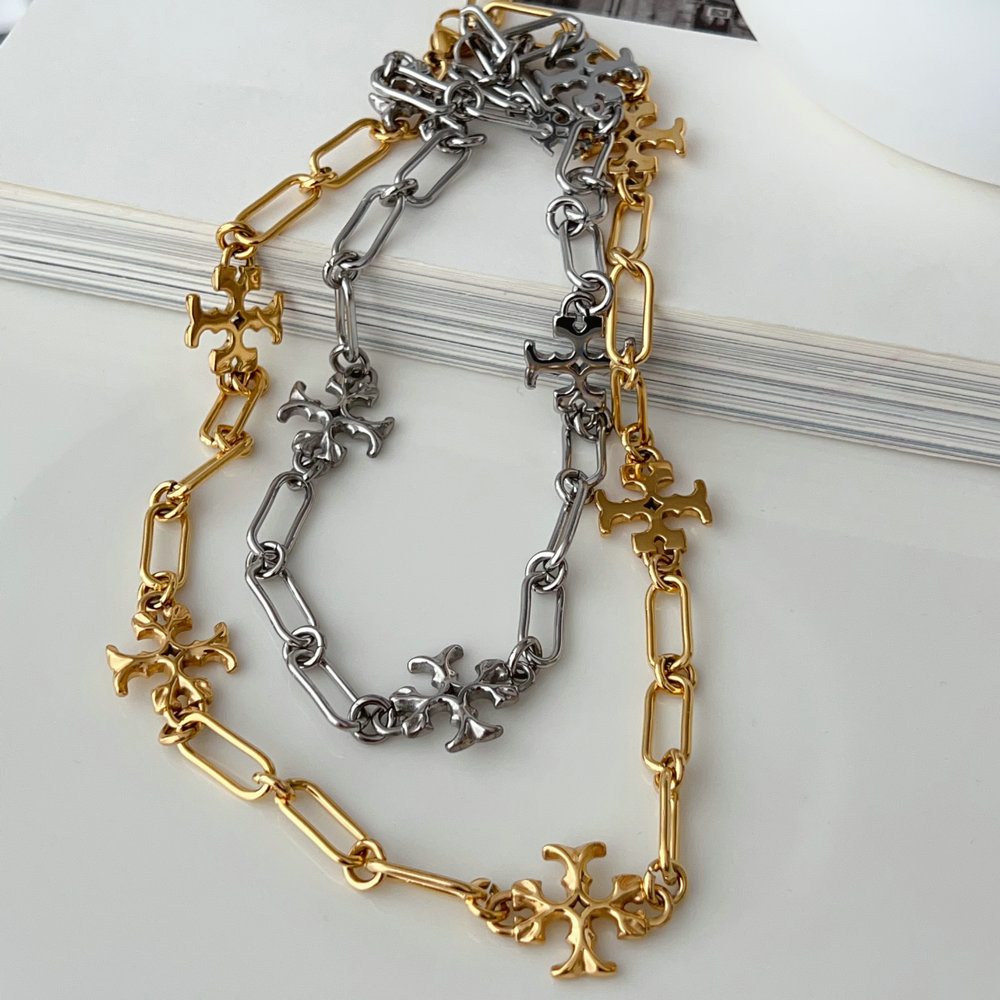 Stainless Tory burch necklace