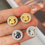 Pave zircon tous bear earrings