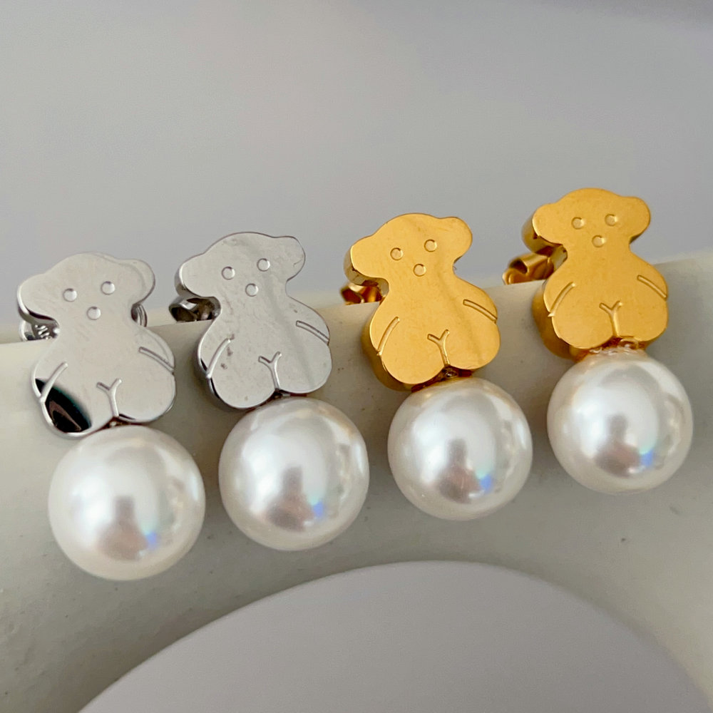 Pearl tous bear earrings